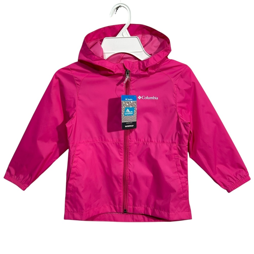 Columbia Girls Switchback II Hooded Rain Jacket Size 4T Pink Ice Full Zip